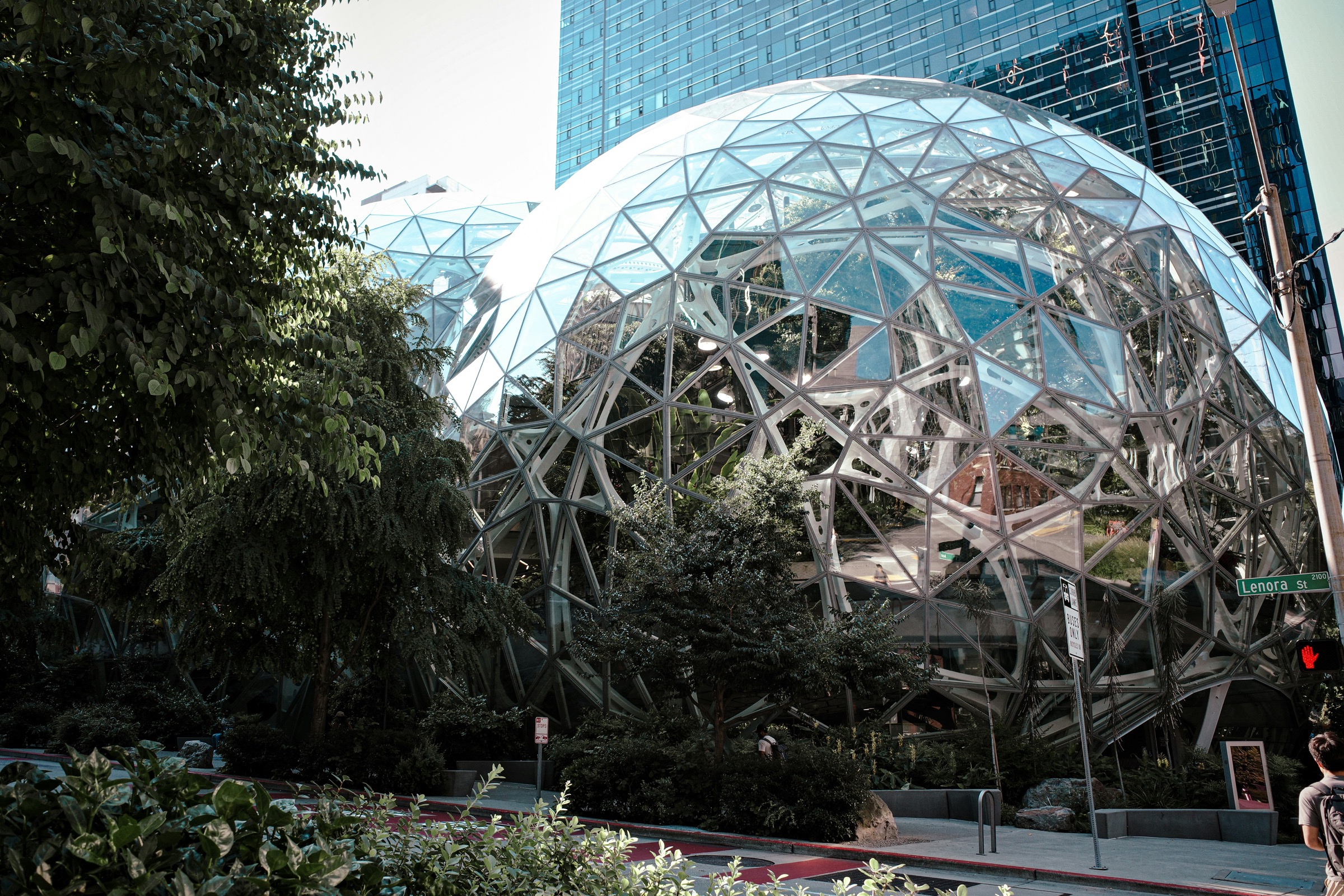 The glass geodesic Spheres in downtown Seattle.