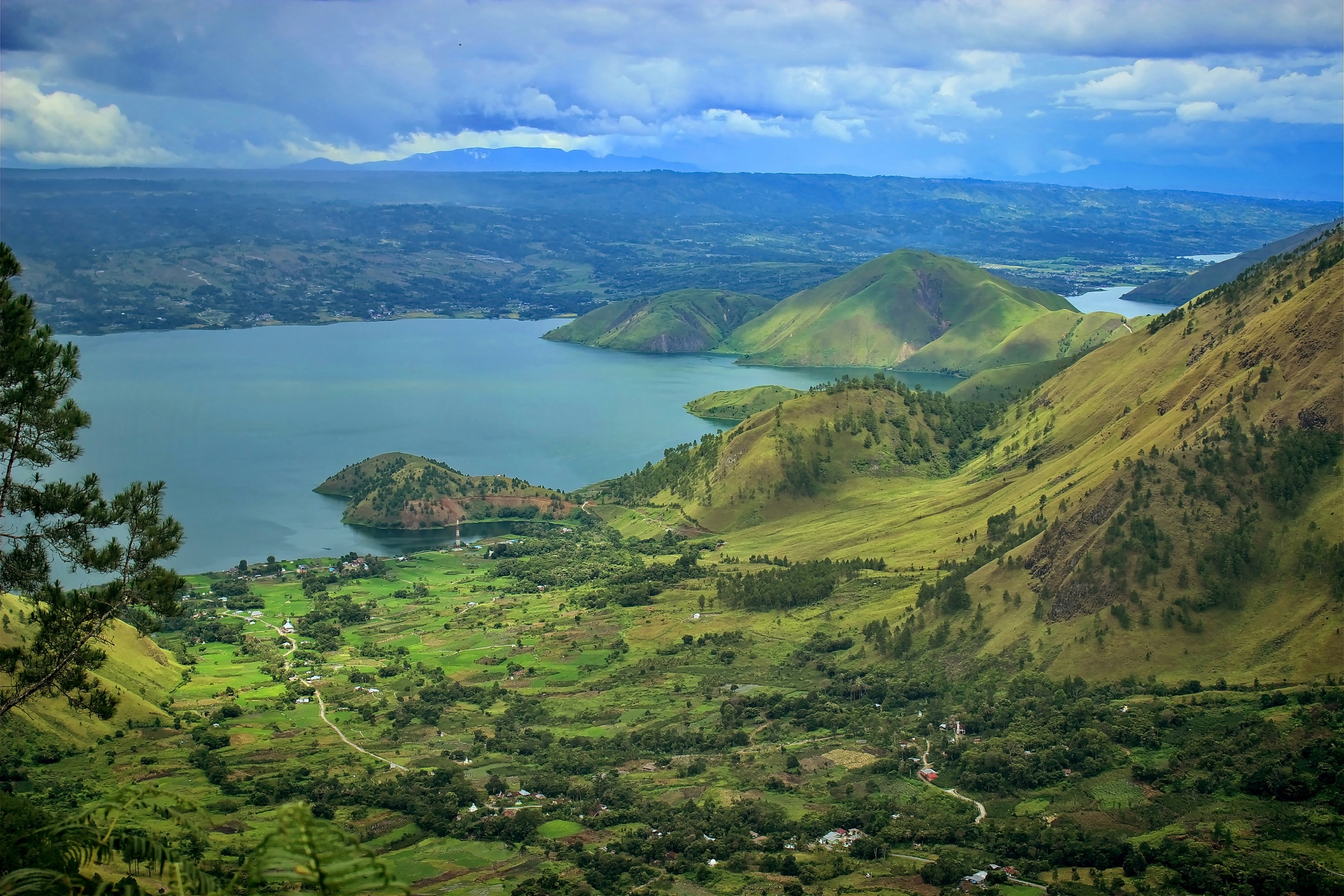 Lake Toba fills an ancient volcanic caldera, northern Sumatra.